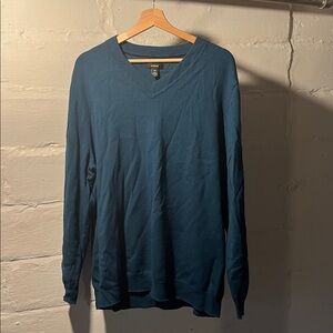 Alfani men’s blue sweater v neck XXL merino blend